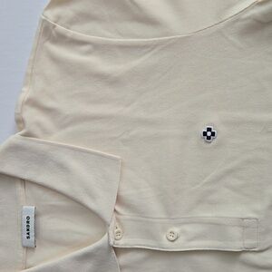 Sandro Cotton Piqué Square Cross Patch Classic Fit Polo Shirt **runs small**